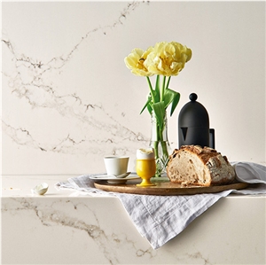 Quartz Stone Countertops Like Carrara Marble for Worktops Vanity Tops Kitchen Tops with Bevel Edges and Customized Edges Available 2cm Thick