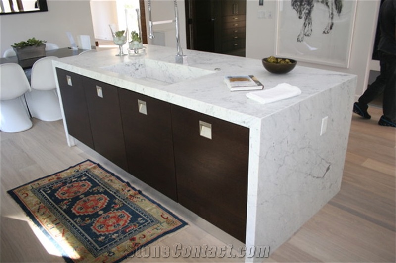 White Corian Stone Kitchen Countertop ,Slab Size 3000mm*1400mm for Pre-Fabricated Kitchen Counter Top 2cm or 3cm Thick with Various Edge Profiles Safety Guaranty,Anti Corruption and Anti Fading