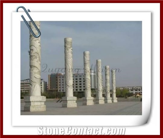 Fangshan White Marble Sculptured Columns