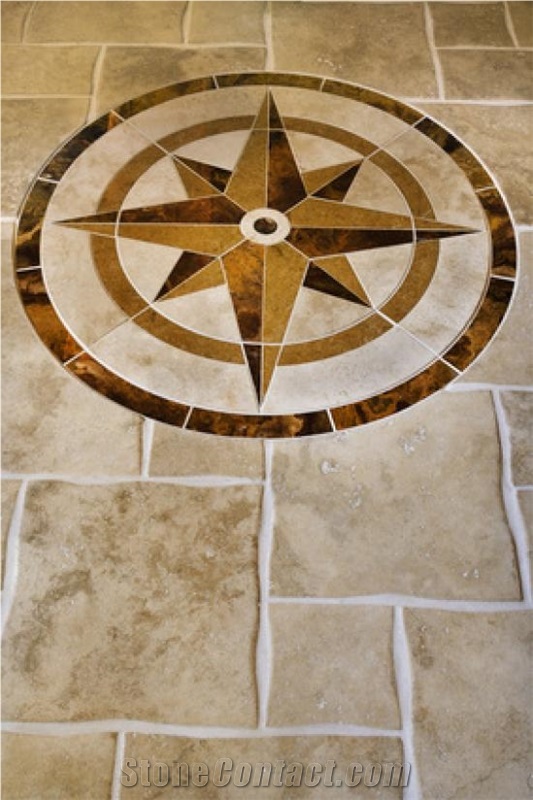Mosaic Floor Medallions, Turkey Travertine Mdedallions
