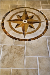 Mosaic Floor Medallions, Turkey Travertine Mdedallions