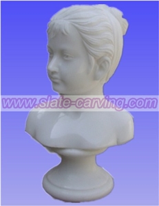 China White Marble Carved Stone Busts
