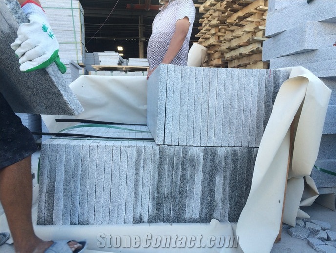G603 Gray Granite Flamed Stair Tread
