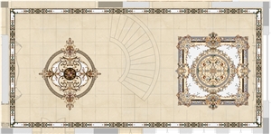 Beige Marble Polished Round Flooring Water Jet Medallion for Indoor Decoration, Fine Art Marble Floors Ltd