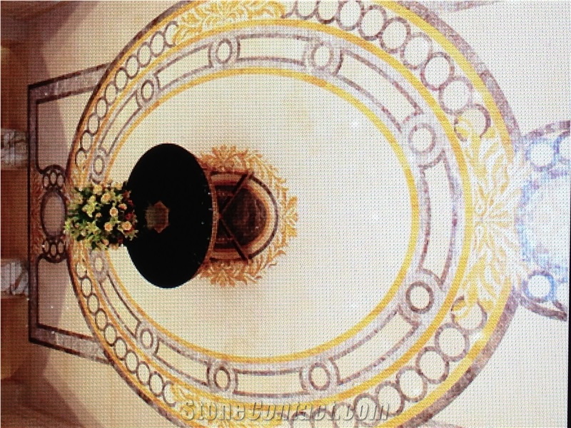 Royal Foyer Medallion, Marble Polished Flooring Waterjet Medallion for Indoor Decoration, Fine Art Marble Floors Ltd