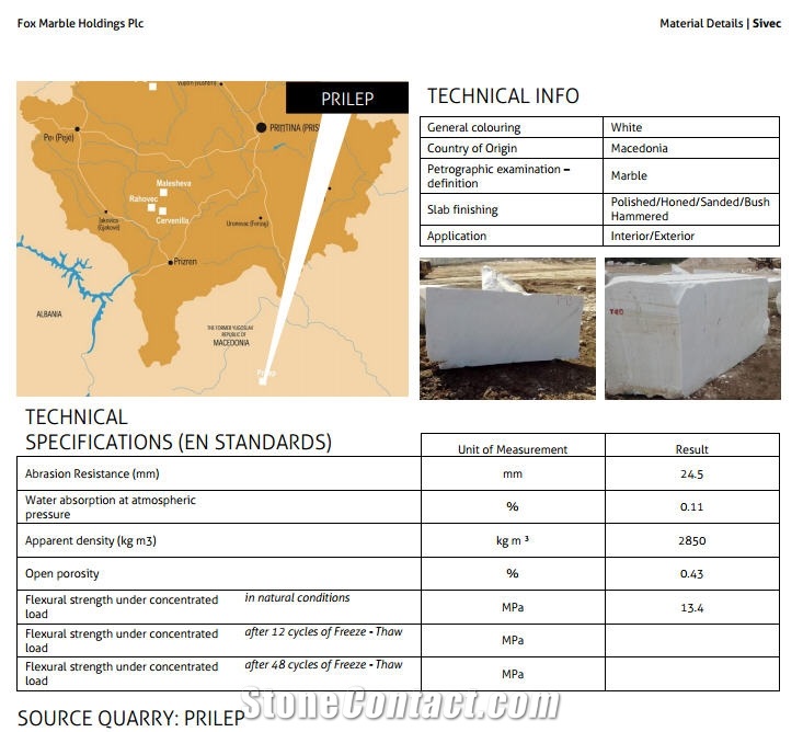 Bianco Sivec Marble Blocks