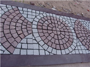 Cheap China Red Granite Cube Stone, Meshed on Net Outdoor Paving Stone