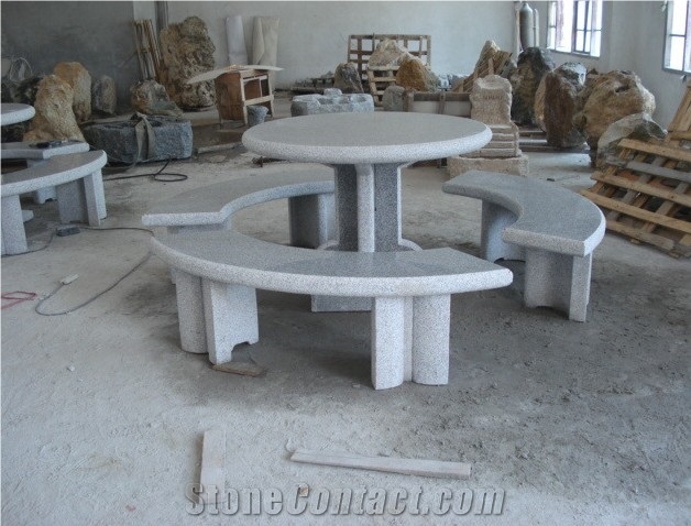 G603 Grey Granite Table and Bench
