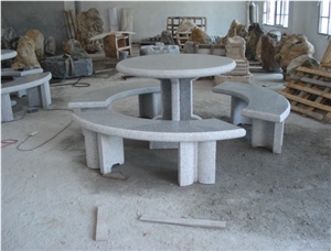 G603 Grey Granite Table and Bench G603 Grey Granite Table and Bench