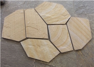 Beautiful Beige Sandstone with Net Flagstone Hot Selling, Flagstone Walkway Pavers