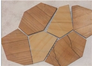 Beautiful Beige Sandstone with Net Flagstone Hot Selling, Flagstone Walkway Pavers