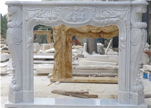 High Quality White Marble Fireplace, Pure White Marble Fireplace