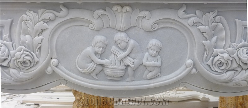 High Quality White Marble Fireplace, Pure White Marble Fireplace