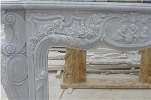High Quality White Marble Fireplace, Pure White Marble Fireplace
