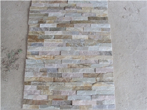 Hot Chinese Wooden Yellow Slate Culture Stone, Wall Cladding