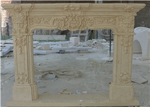 Hot Egyptian Beige Marble Fireplace