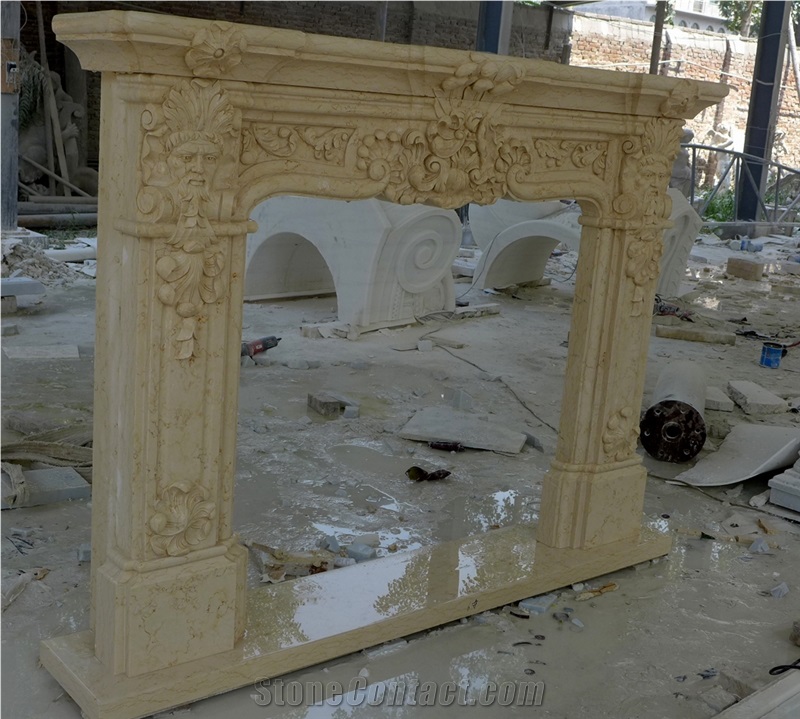 Hot Egyptian Beige Marble Fireplace