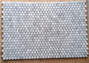 Blm-04 Penny Bianco Carrara Marble Round Mosaic