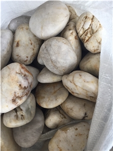 China White Pebble Stone with Cracks, River Stone, Cobbles