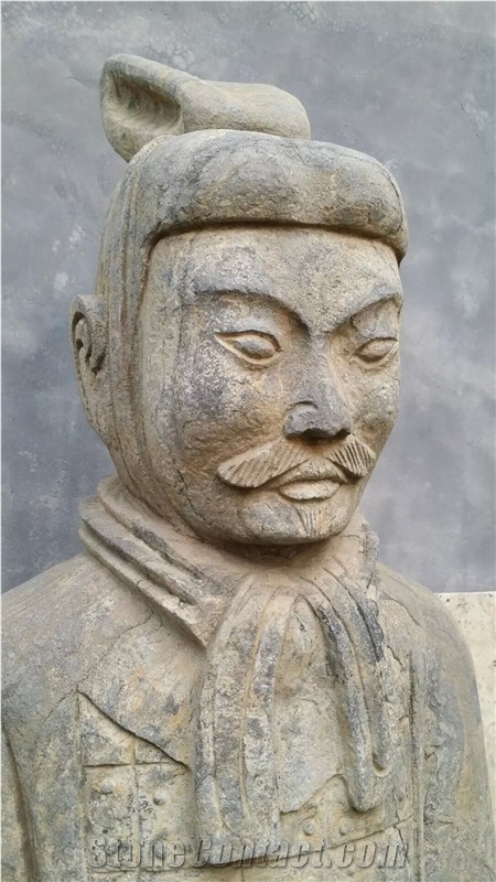 Antique Carving Finish China Blue Limestone Terra Cotta Warriors