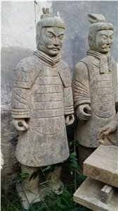 Antique Carving Finish China Blue Limestone Terra Cotta Warriors
