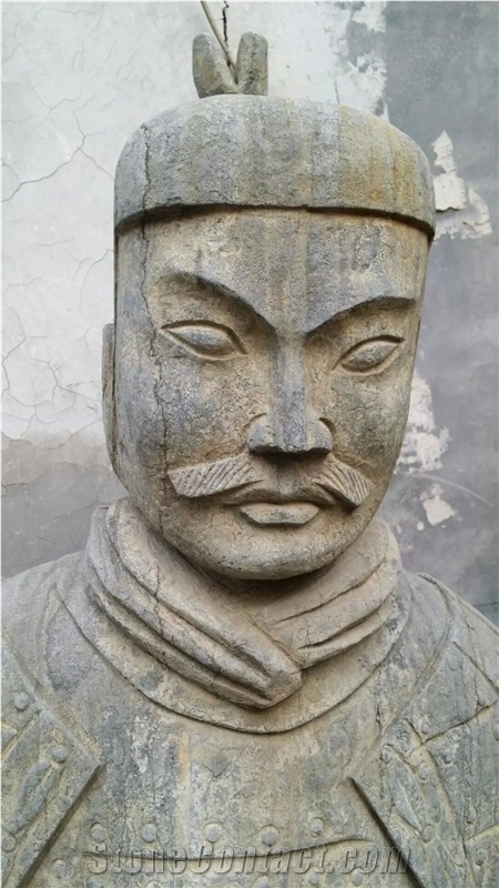 Antique Carving Finish China Blue Limestone Terra Cotta Warriors