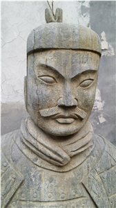 Antique Carving Finish China Blue Limestone Terra Cotta Warriors
