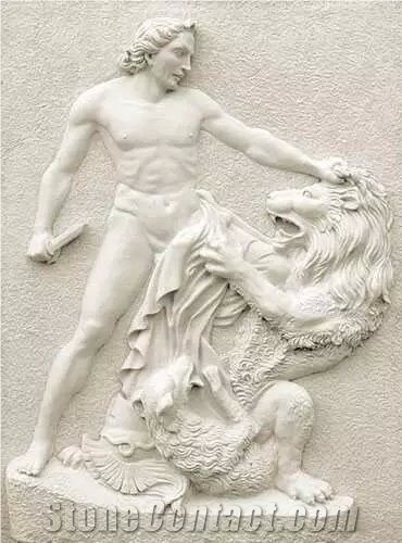 Cream Sandstone Carving Reliefs Western Figure Relief, White Sandstone Reliefs