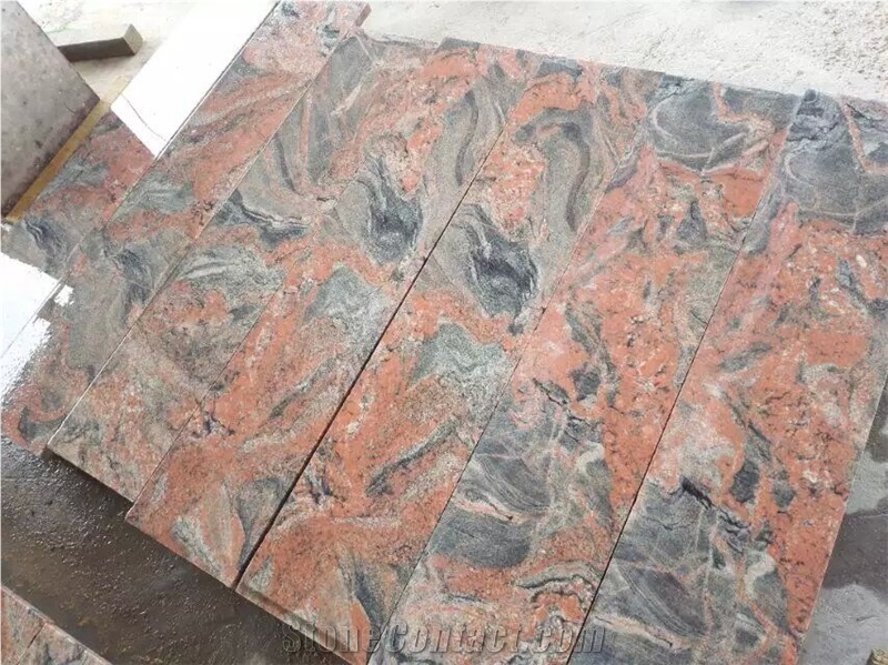 Hubei Sunset Red Cloud Granite Slabs Steps