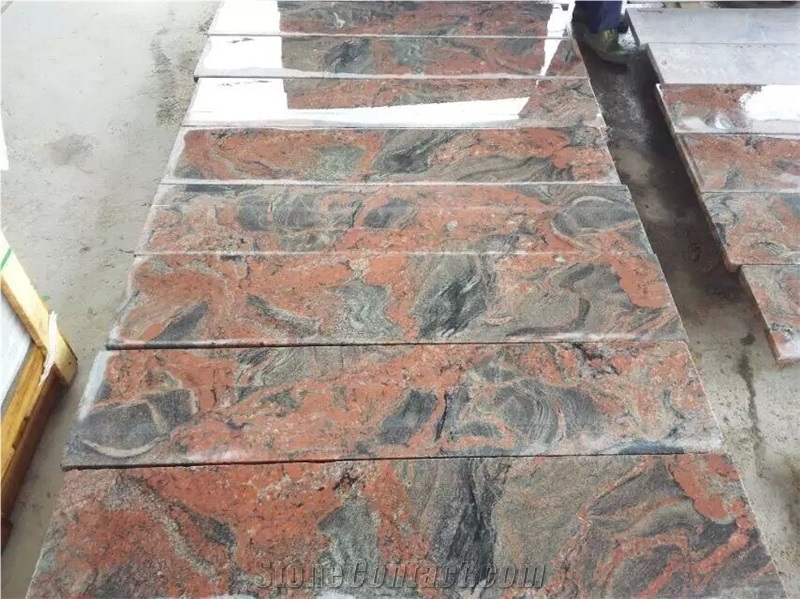 Hubei Sunset Red Cloud Granite Slabs Steps