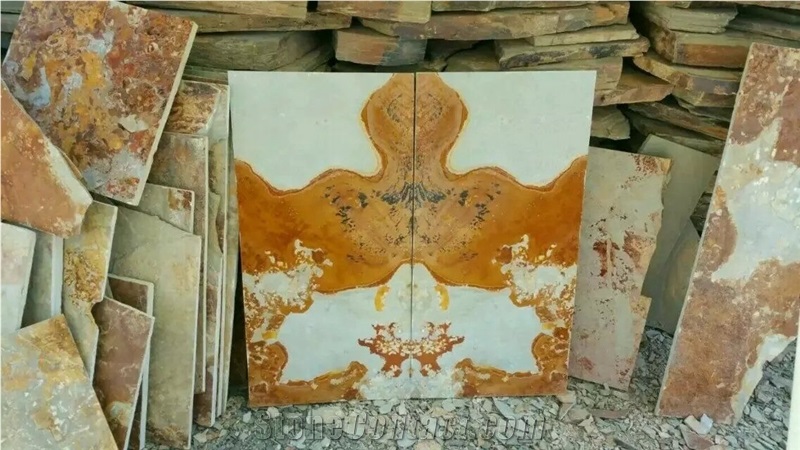 Natural Brown Slate Slabs, Art Decoration Wall Slate Tiles