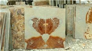 Natural Brown Slate Slabs, Art Decoration Wall Slate Tiles