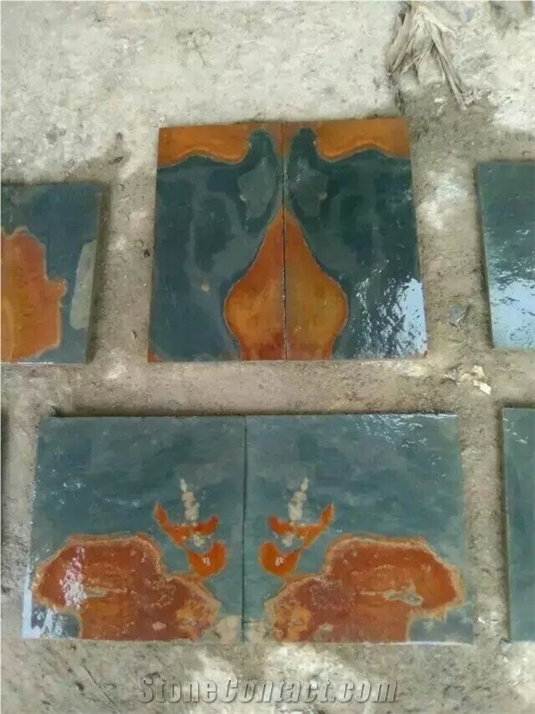 Natural Brown Slate Slabs, Art Decoration Wall Slate Tiles