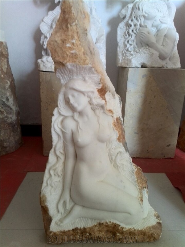 Natural Han White Marble Carving Western Figure Sculpture in Stock Low Price