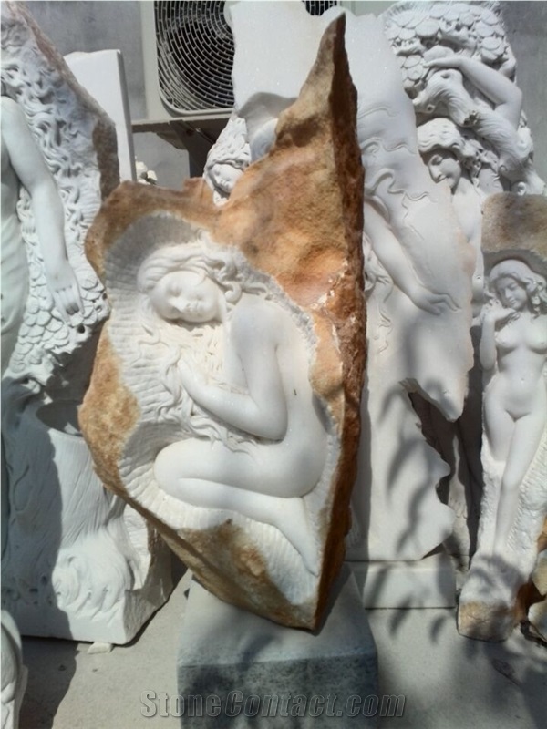 Natural Han White Marble Carving Western Figure Sculpture in Stock Low Price