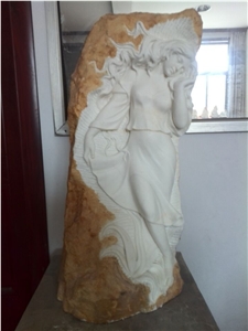 Natural Han White Marble Carving Western Figure Sculpture