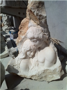 Natural Stone Han White Marble Carving Western Figure Lovers Sculpture in Stock Low Price