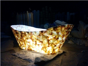 Semi Precious Yellow Stone Bath Tub