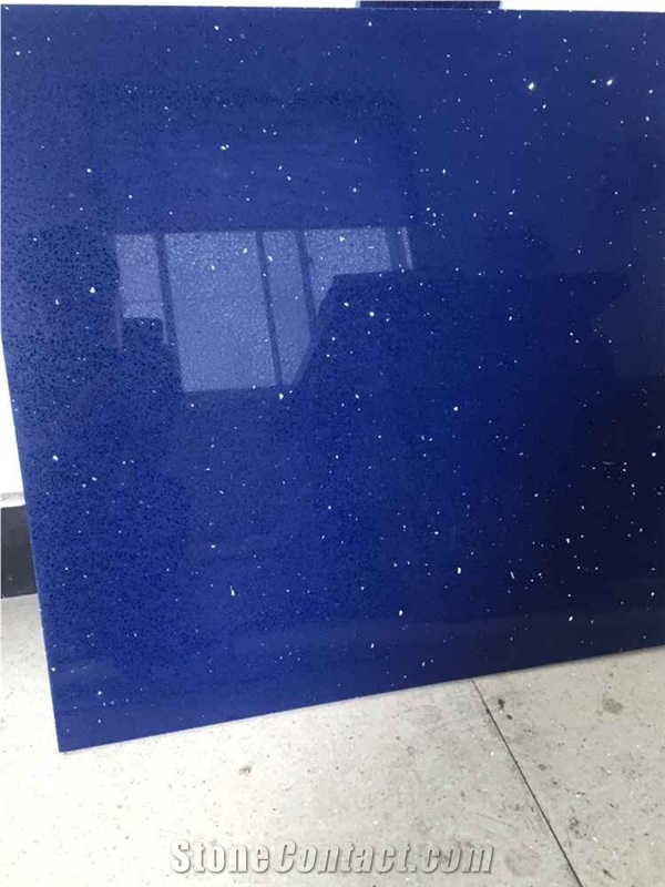 Blue Sparkling Artificial Stone Quartz Stone Tiles & Slabs