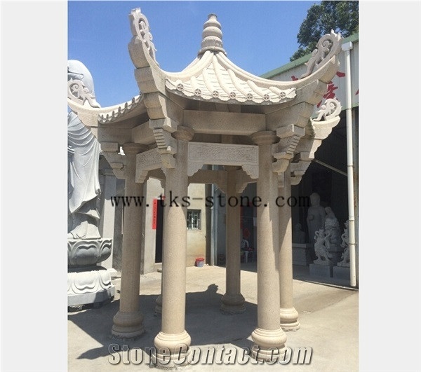 Beige Granite Chinese Ancient Gazebo