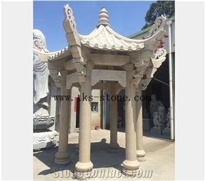 Beige Granite Chinese Ancient Gazebo Beige Granite Chinese Ancient Gazebo