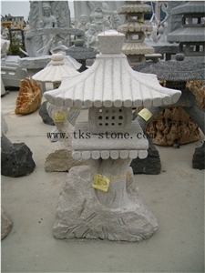 Beige Granite Garden Lanterns&Lamps,Lantern Sculptures,Lamps Caving,Japanese Lanterns,Exterior Lamps