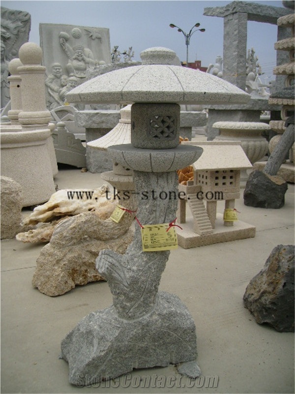 Beige Granite Garden Lanterns&Lamps,Lantern Sculptures,Lamps Caving,Japanese Lanterns,Exterior Lamps