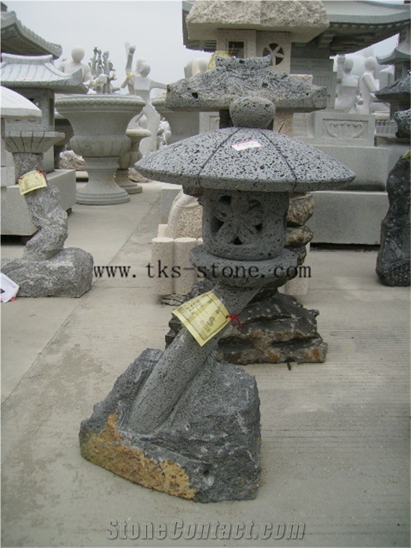 Beige Granite Garden Lanterns&Lamps,Lantern Sculptures,Lamps Caving,Japanese Lanterns,Exterior Lamps