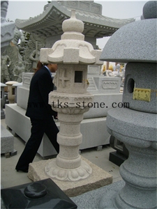 Beige Granite Garden Lanterns&Lamps,Lantern Sculptures,Lamps Caving,Japanese Lanterns,Exterior Lamps