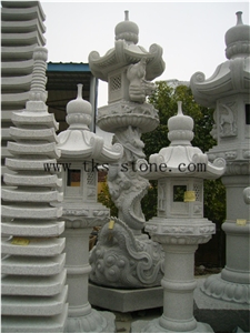 Beige Granite Garden Lanterns&Lamps,Lantern Sculptures,Lamps Caving,Japanese Lanterns,Exterior Lamps