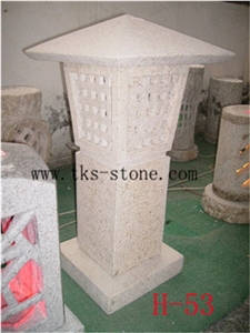 Beige Granite Garden Lanterns&Lamps,Lanterns Caving,Lamp Sculptures,Japanese Lanterns,Exterior Lamps