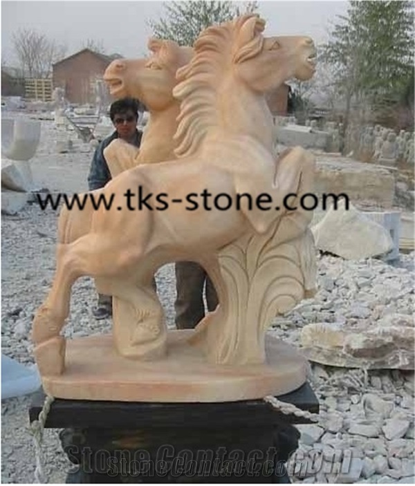 Beige Granite Horse Sculpture&Statue,Horse Caving,Horse Animal Sculptures,Garden Statues,Western Statues