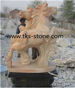 Beige Granite Horse Sculpture&Statue,Horse Caving,Horse Animal Sculptures,Garden Statues,Western Statues