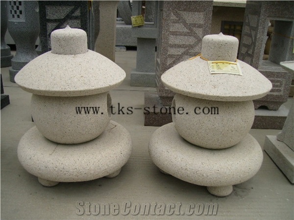 Beige Granite Lantern Sculptures,Japanese Lamps,Garden Lanterns&Lamps,Lamp Caving,Exterior Lanterns